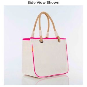 NEW CB rope tote bag pink and cream canvas.